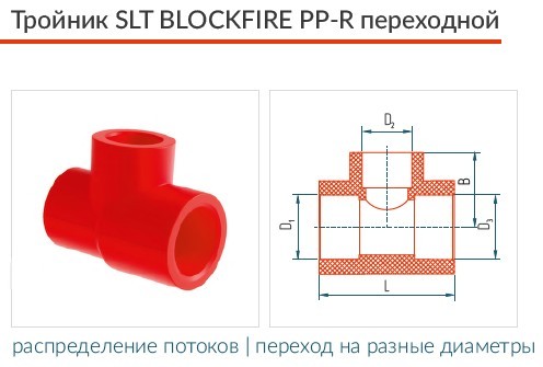 Тройник SLT BLOCKFIRE PP-R переходной